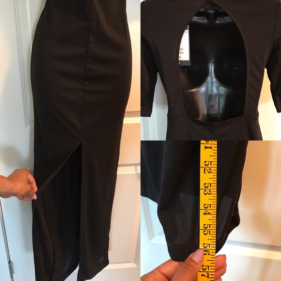 Long Black Dress w Applique Design Bodice - Picture 3 of 13